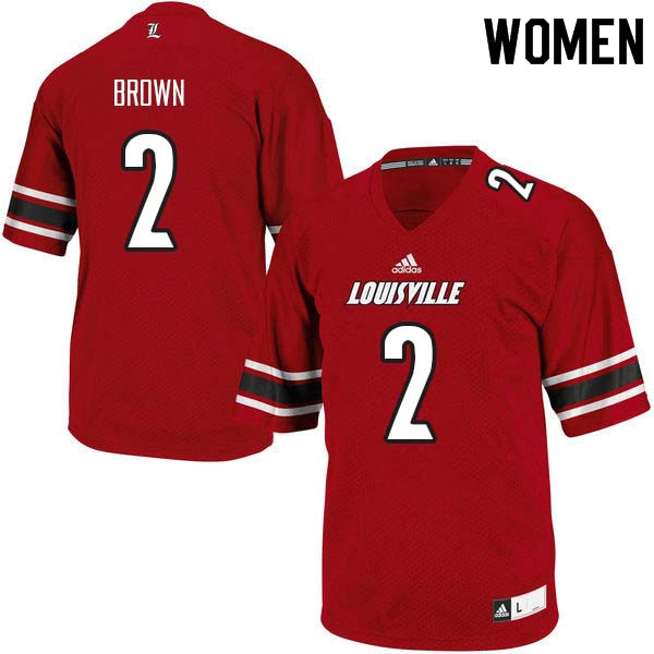 Women Louisville Cardinals #2 Preston Brown College Football Jerseys Sale-Red